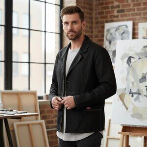 Dickies Black Chore Blazer Jacket Contrast Stitch Workwear Utility Streetwear XL